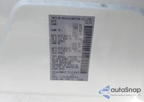 2015 Infiniti Qx60 z USA, uszkodzony, nr VIN 5N1AL0MMXFC557462